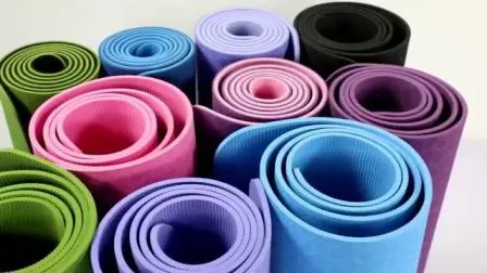 Tapis de yoga TPE noir recyclable, antidérapant, personnalisé, respectueux de l'environnement, durable, biodégradable, pour Fitness, Yoga, exercice d'entraînement