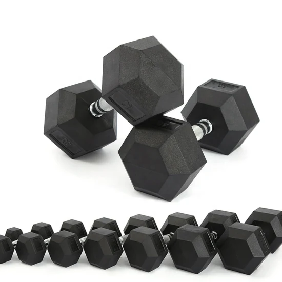 Haltère en caoutchouc hexagonal, équipement de Fitness commercial, avec poignée chromée, pour entraînement de gymnastique à domicile